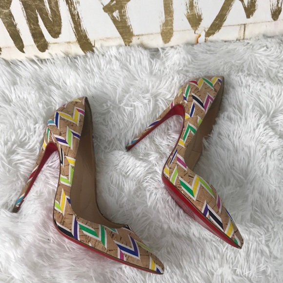 Christian Louboutin Shoes - Christian Louboutin So Kate Cork Chevron Heels